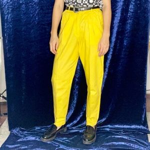 Retro fit Yellow Cotton Trousers